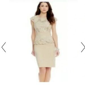Antonio Melani Peplum Dress 
Beige,  cutout new with tags size 10 lined